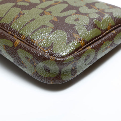 LOUIS VUITTON 2001 Monogram Graffiti Pochette Handbag Brown WS22984