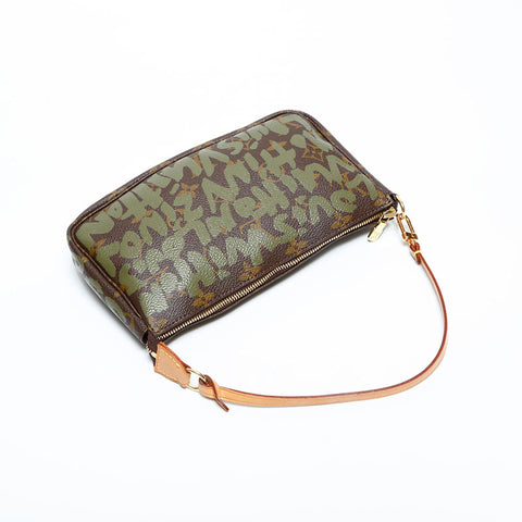 LOUIS VUITTON 2001 Monogram Graffiti Pochette Handbag Brown WS22984