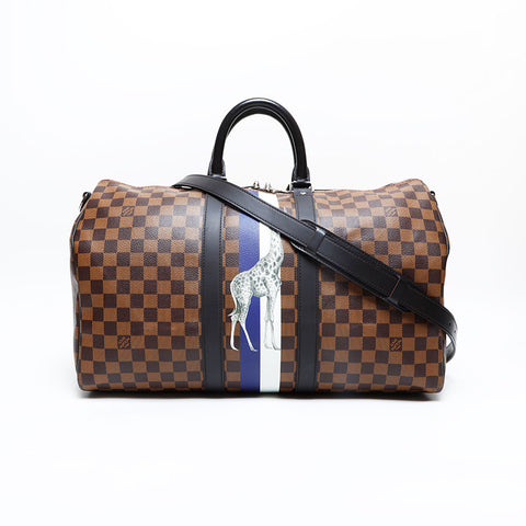 LOUIS VUITTON 2016 Keepall Bandouliere 45 Chapman Brothers Shoulder Bag Brown WS22985