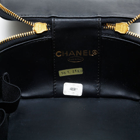 CHANEL No. 4 1996-1997 Caviar Skin Vanity Handbag black WS22986