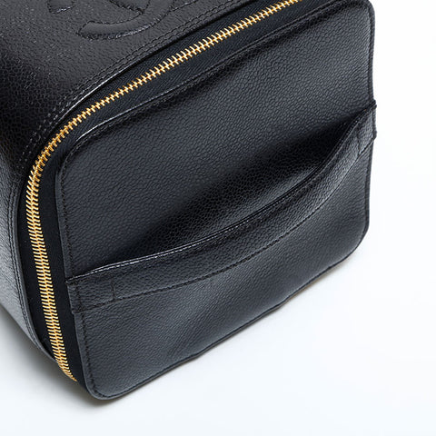 CHANEL No. 4 1996-1997 Caviar Skin Vanity Handbag black WS22986