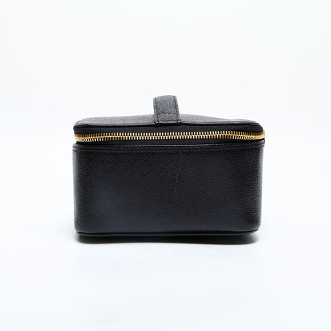 CHANEL No. 4 1996-1997 Caviar Skin Vanity Handbag black WS22986