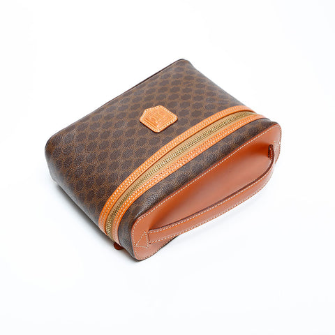 CELINE Macadam PVC Handbag Brown WS22988