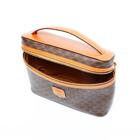 CELINE Macadam PVC Handbag Brown WS22988