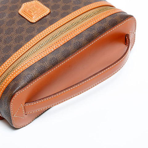 CELINE Macadam PVC Handbag Brown WS22988