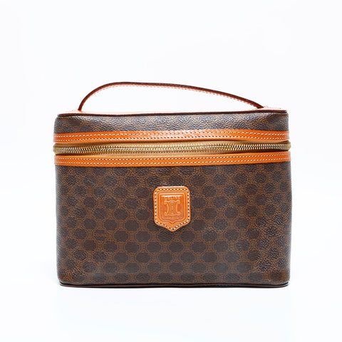 CELINE Macadam PVC Handbag Brown WS22988