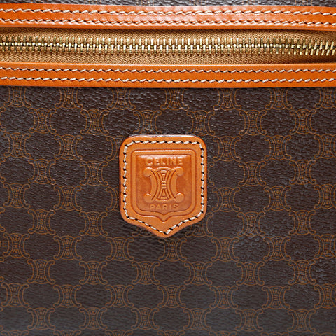 CELINE Macadam PVC Handbag Brown WS22988