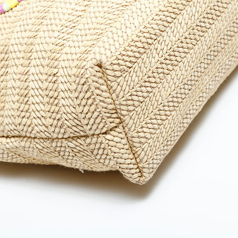 GUCCI Patch Small Tote Bag Raffia Basket Bag 2way Shoulder Bag beige WS22992