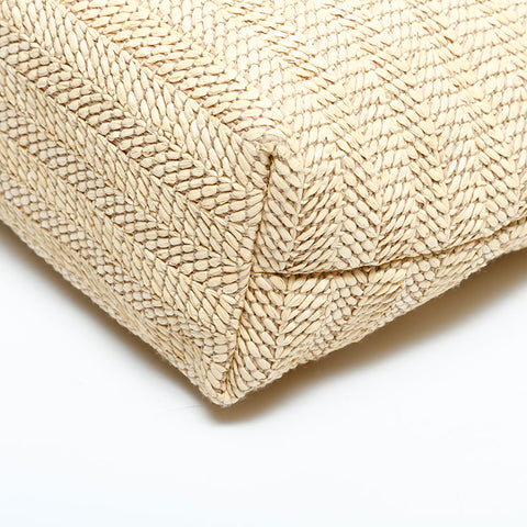 GUCCI Patch Small Tote Bag Raffia Basket Bag 2way Shoulder Bag beige WS22992