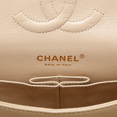 CHANEL 19th series 2014 Border Double Flap Chain 9.8" Shoulder Bag White red WS22993