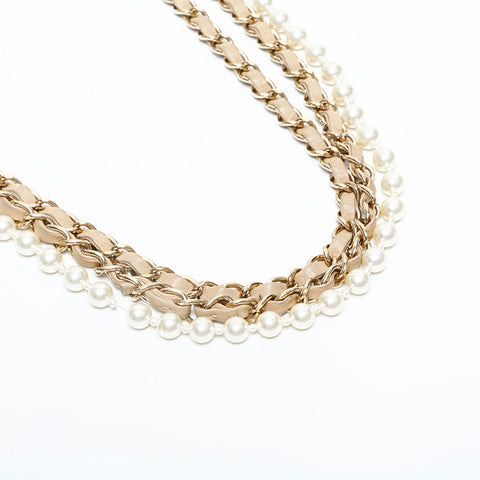 CHANEL 19th series 2014 Border Double Flap Chain 9.8" Shoulder Bag White red WS22993