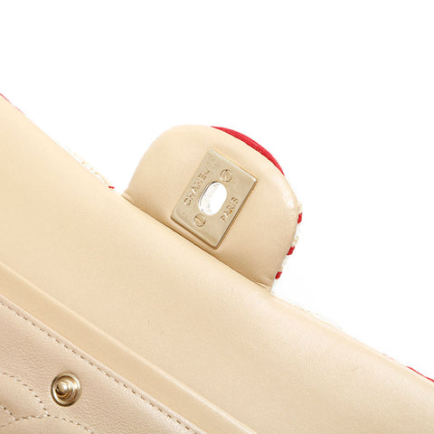 CHANEL 19th series 2014 Border Double Flap Chain 9.8" Shoulder Bag Red WS22994