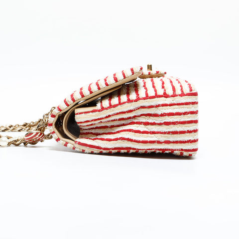CHANEL 19th series 2014 Border Double Flap Chain 9.8" Shoulder Bag Red WS22994
