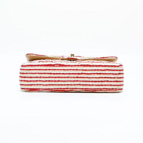 CHANEL 19th series 2014 Border Double Flap Chain 9.8" Shoulder Bag Red WS22994