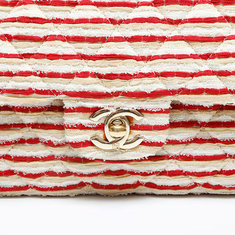 CHANEL 19th series 2014 Border Double Flap Chain 9.8" Shoulder Bag Red WS22994