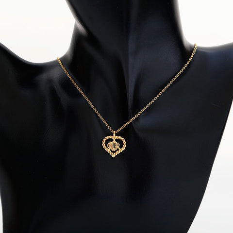Christian Dior Logo heart Necklace gold WS22996