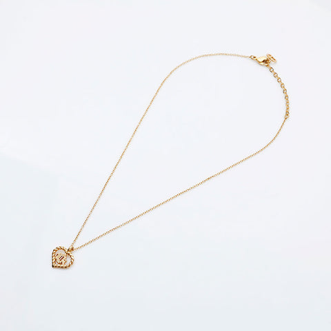 Christian Dior Logo heart Necklace gold WS22996