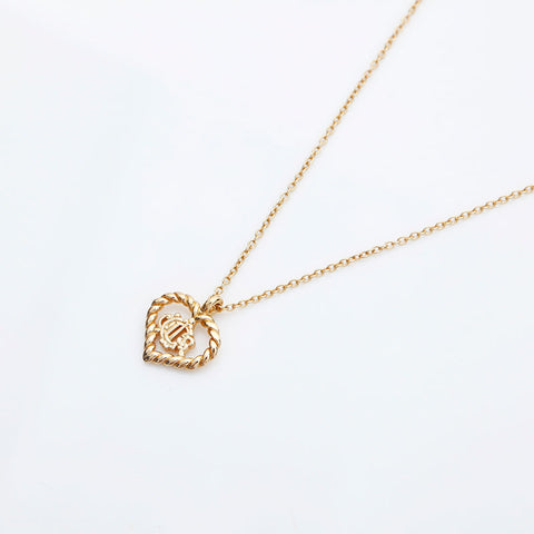 Christian Dior Logo heart Necklace gold WS22996