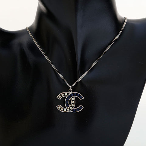 CHANEL B15P 2015 COCO Mark Necklace Silver WS22997