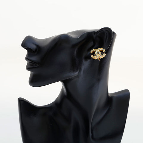 CHANEL COCO Mark rhinestone Earring gold WS22998