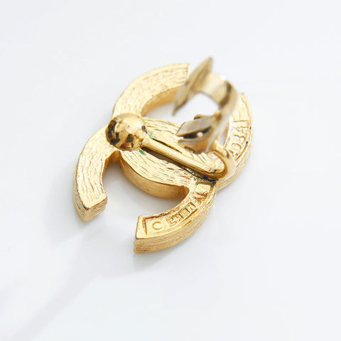 CHANEL COCO Mark rhinestone Earring gold WS22998