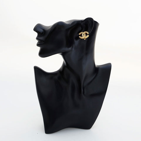 CHANEL COCO Mark rhinestone Earring gold WS22998