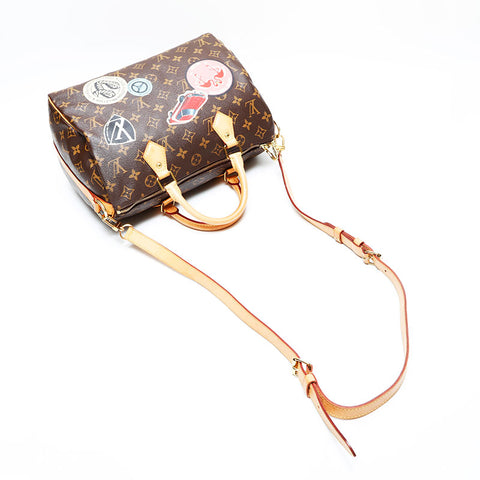 LOUIS VUITTON 2016 Monogram World Tour Speedy Bandouliere 30 Handbag Brown WS23000