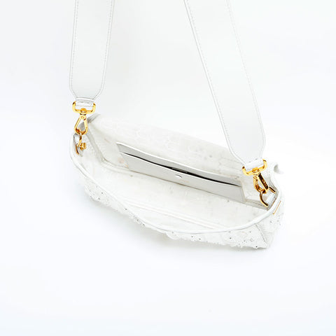 FENDI Mamma Baguette Bijou Beads Shoulder Bag white WS23004