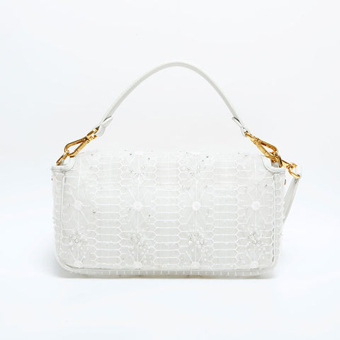 FENDI Mamma Baguette Bijou Beads Shoulder Bag white WS23004