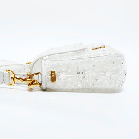 FENDI Mamma Baguette Bijou Beads Shoulder Bag white WS23004