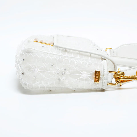 FENDI Mamma Baguette Bijou Beads Shoulder Bag white WS23004