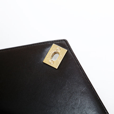 CHANEL No. 5 1997-1999 Leather Two-Tone Letter Flap Handbag black WS23006