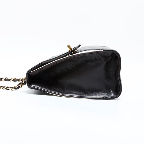 CHANEL No. 5 1997-1999 Leather Two-Tone Letter Flap Handbag black WS23006