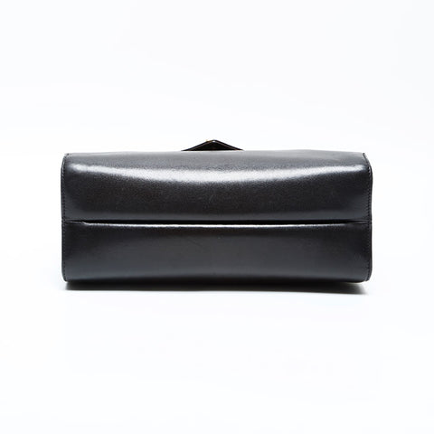CHANEL No. 5 1997-1999 Leather Two-Tone Letter Flap Handbag black WS23006