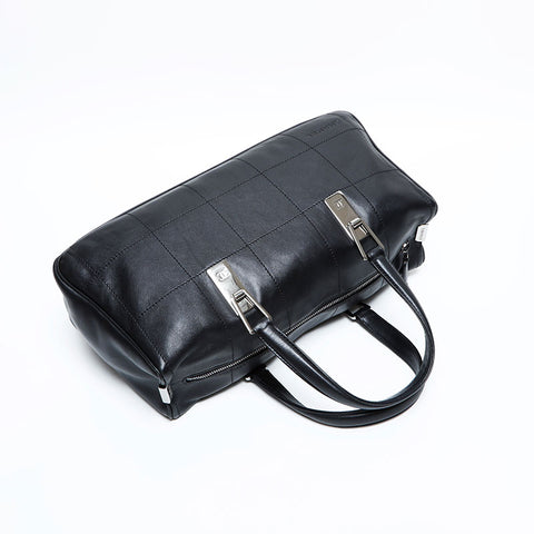 CHANEL No. 7 2002-2003 Chocolate Bar Bowling Bag Handbag black WS23007