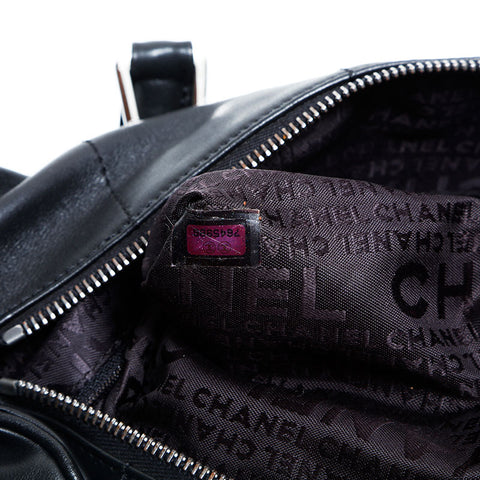 CHANEL No. 7 2002-2003 Chocolate Bar Bowling Bag Handbag black WS23007