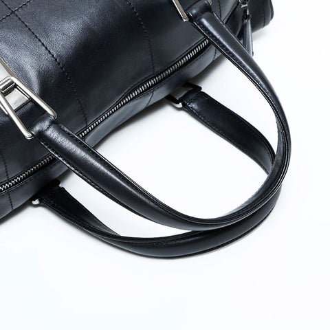 CHANEL No. 7 2002-2003 Chocolate Bar Bowling Bag Handbag black WS23007
