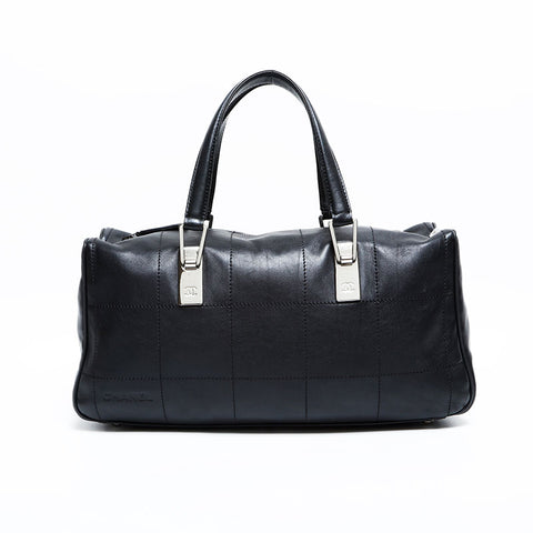 CHANEL No. 7 2002-2003 Chocolate Bar Bowling Bag Handbag black WS23007