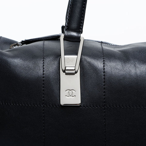 CHANEL No. 7 2002-2003 Chocolate Bar Bowling Bag Handbag black WS23007