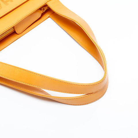 CHANEL No. 5 1997-1999 Logo Lambskin Shoulder Bag yellow WS23008