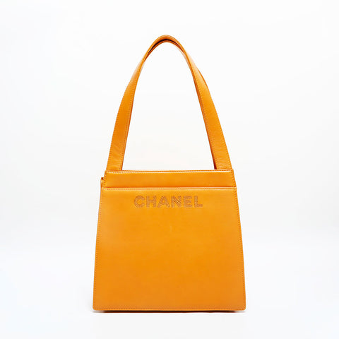 CHANEL No. 5 1997-1999 Logo Lambskin Shoulder Bag yellow WS23008