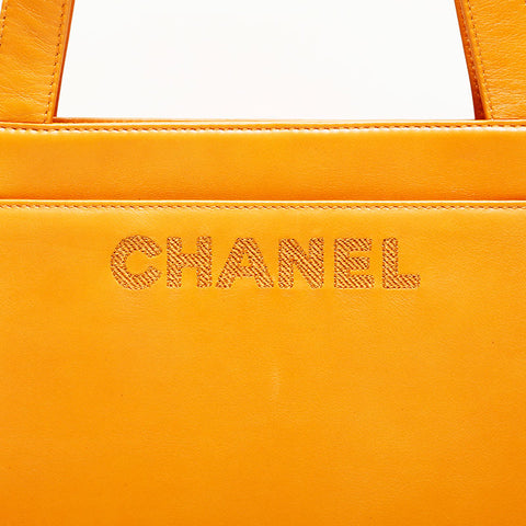 CHANEL No. 5 1997-1999 Logo Lambskin Shoulder Bag yellow WS23008