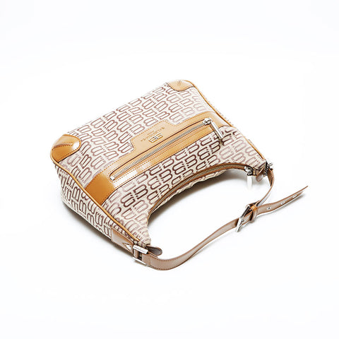 BALENCIAGA Canvas BB Monogram Shoulder Bag beige WS23009