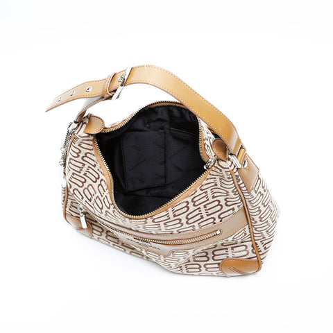 BALENCIAGA Canvas BB Monogram Shoulder Bag beige WS23009