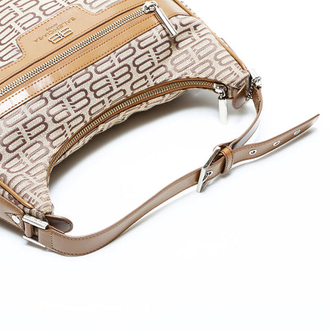 BALENCIAGA Canvas BB Monogram Shoulder Bag beige WS23009