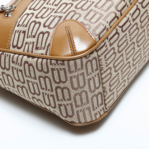 BALENCIAGA Canvas BB Monogram Shoulder Bag beige WS23009