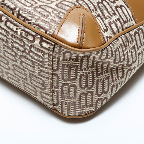 BALENCIAGA Canvas BB Monogram Shoulder Bag beige WS23009