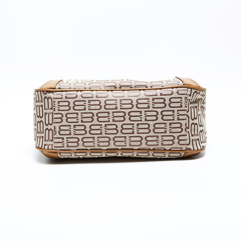 BALENCIAGA Canvas BB Monogram Shoulder Bag beige WS23009