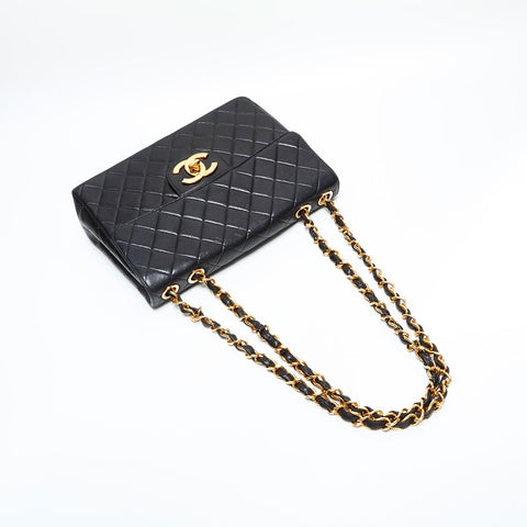 CHANEL No. 4 1996-1997 Big Matrasse Lambskin Chain Shoulder Bag black WS23010
