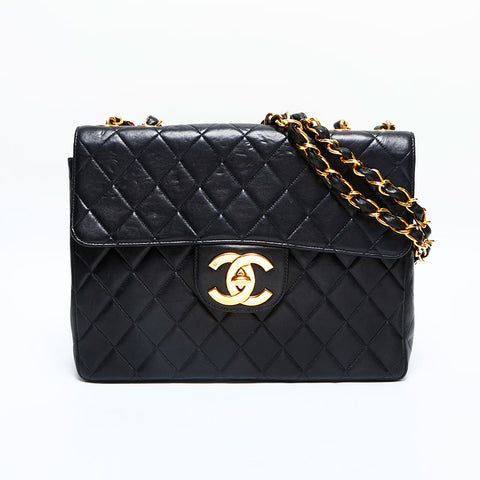CHANEL No. 4 1996-1997 Big Matrasse Lambskin Chain Shoulder Bag black WS23010